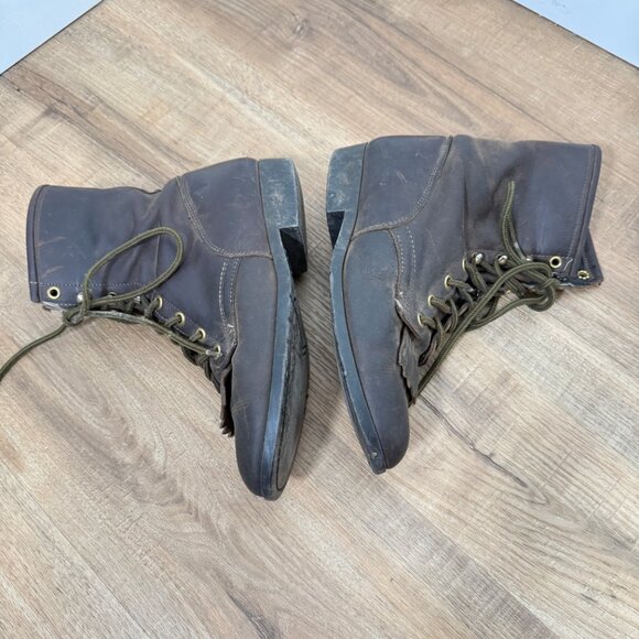 Laredo Leather Western Lace Up Boots Dark Brown Boho 8.5 - Picture 4 of 9